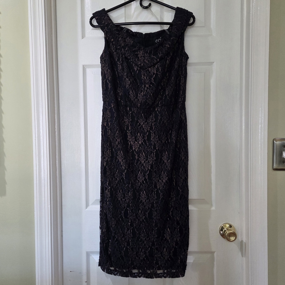 Eci - Lace Lined Cocktail Dress